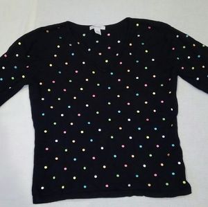 Black rainbow polka dotted sweater shirt